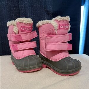 Cat & Jack Pink Snow Boots with Gray Soles